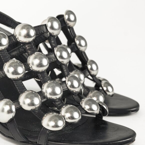 Alexander Wang Nadia Black Leather Studded-Cage Sandals - Picture 7 of 9